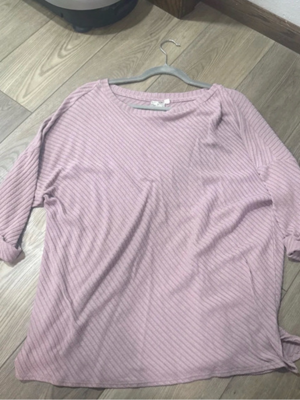 Blu Pepper Ribbed Light Pink Long Sleeve Top